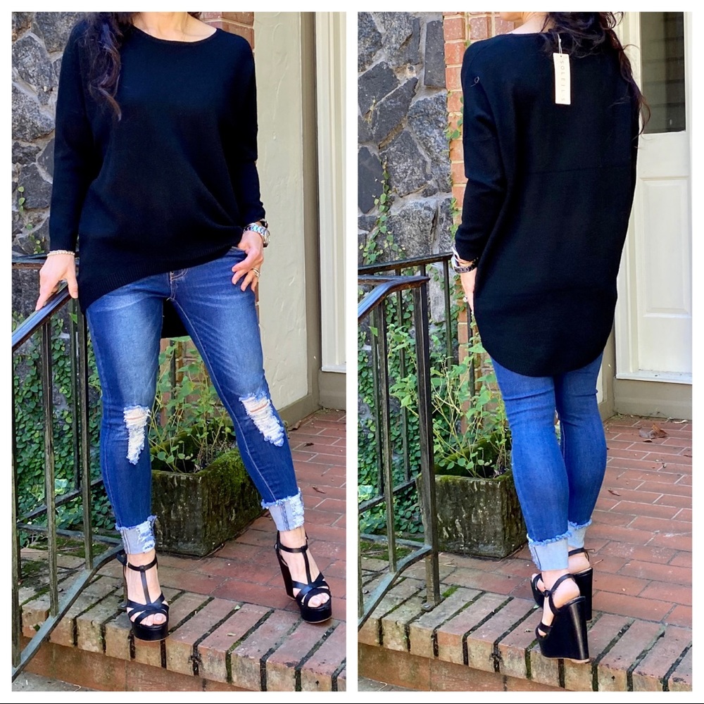 ✨PARIS✨ 
Black High/Low loose fit sweater - Picture 4 of 9